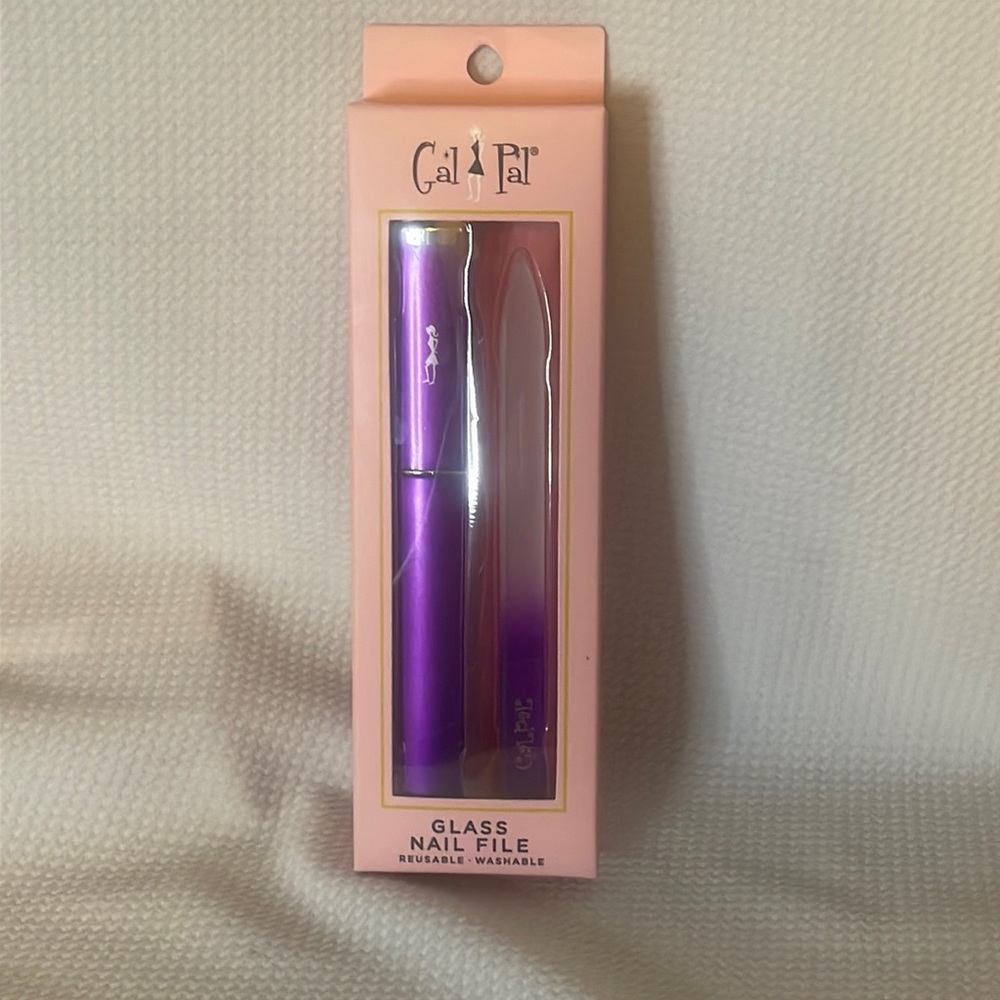 Purple Glass Nail File with case